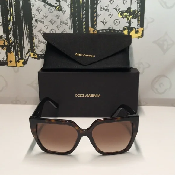 New Authentic Dolce & Gabbana DG4438 4536 Havana Square Sunglasses
